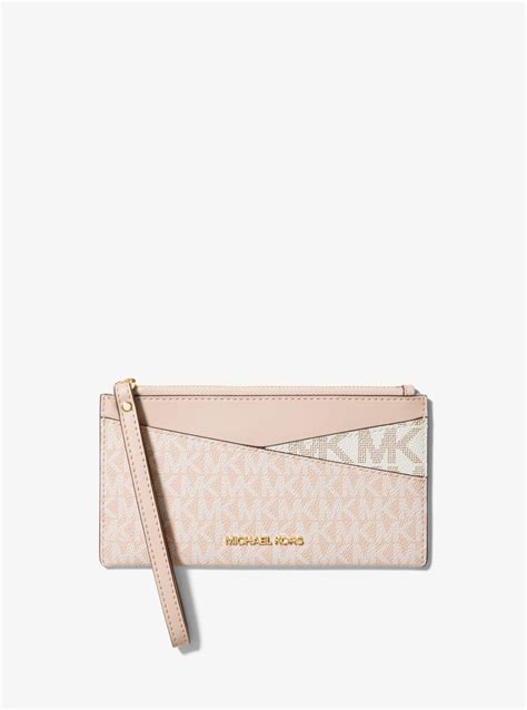 honey color block medium leather wristlet michael kors|Jet Set Medium Saffiano Leather Crossover Wristlet .